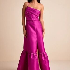 Lulu's Vibrant Purple One-Shoulder Dress
